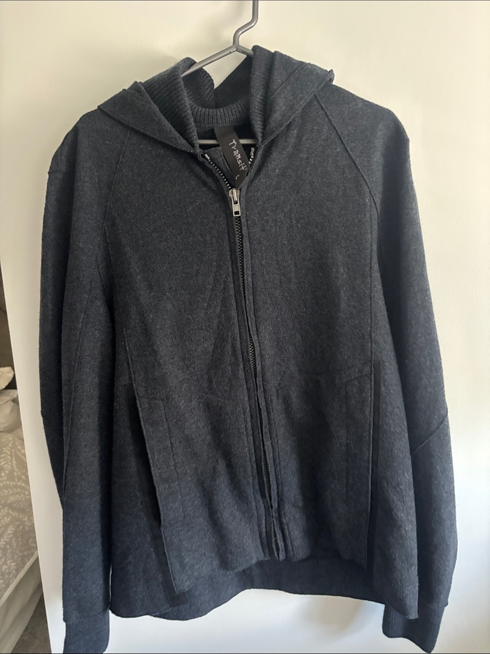 Men's Dark Charcoal Zip Hoodie Shirt Jacket